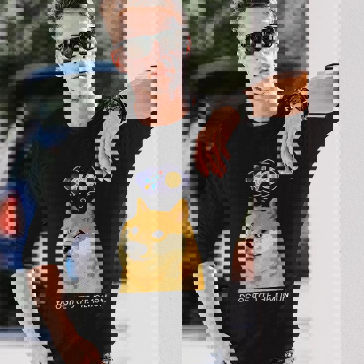 ドージコインdogecoin Hodl 月へ月にto The Moon 暗号通貨doge Memeドージミーム 長袖Tシャツ 彼への贈り物