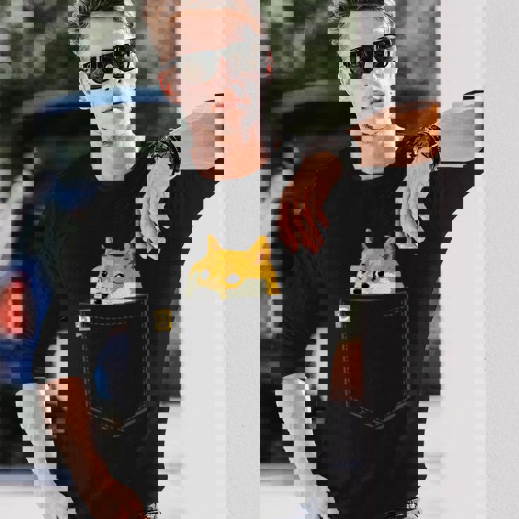 ドージコインシャツフェイクポケットシャツドージコイントゥザムーン 長袖Tシャツ 彼への贈り物