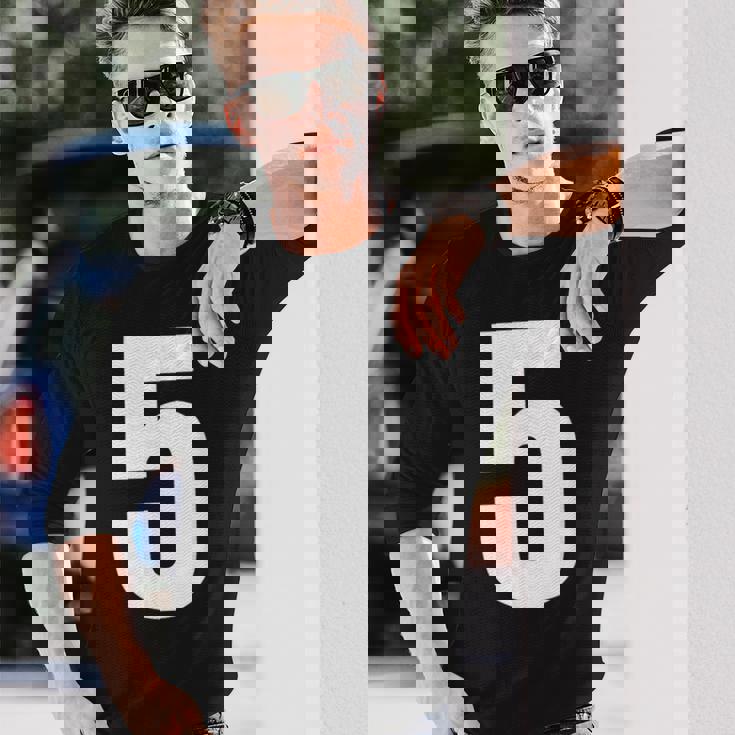 ナンバーファイブ 数字 5 プレーン 白 数字 長袖Tシャツ 彼への贈り物