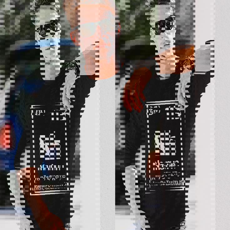 ニホニウム化学元素白 長袖Tシャツ 彼への贈り物