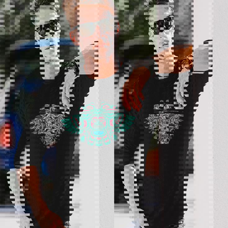 ネイティブアメリカン ハイダ サンダーバード トーテムポール ヴィンテージ 長袖Tシャツ 彼への贈り物