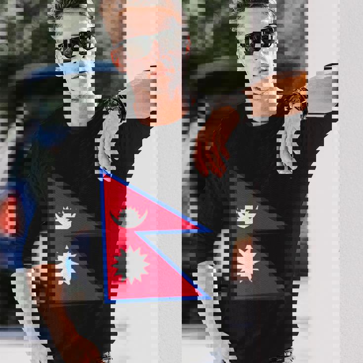 ネパール国旗 長袖Tシャツ 彼への贈り物