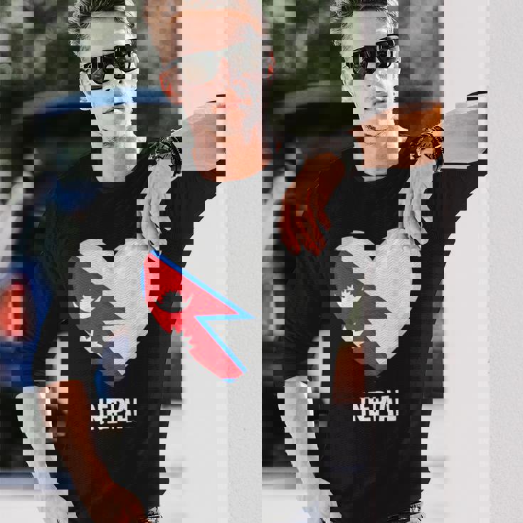 ネパール国旗シャツ 長袖Tシャツ 彼への贈り物