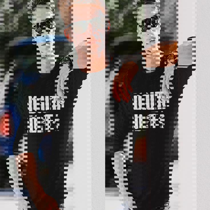 ノーギターノーライフ ギター好き クラシックギター クラシック音楽 アコースティックギター ギター部 ジャズ音楽 ギター 長袖Tシャツ 彼への贈り物