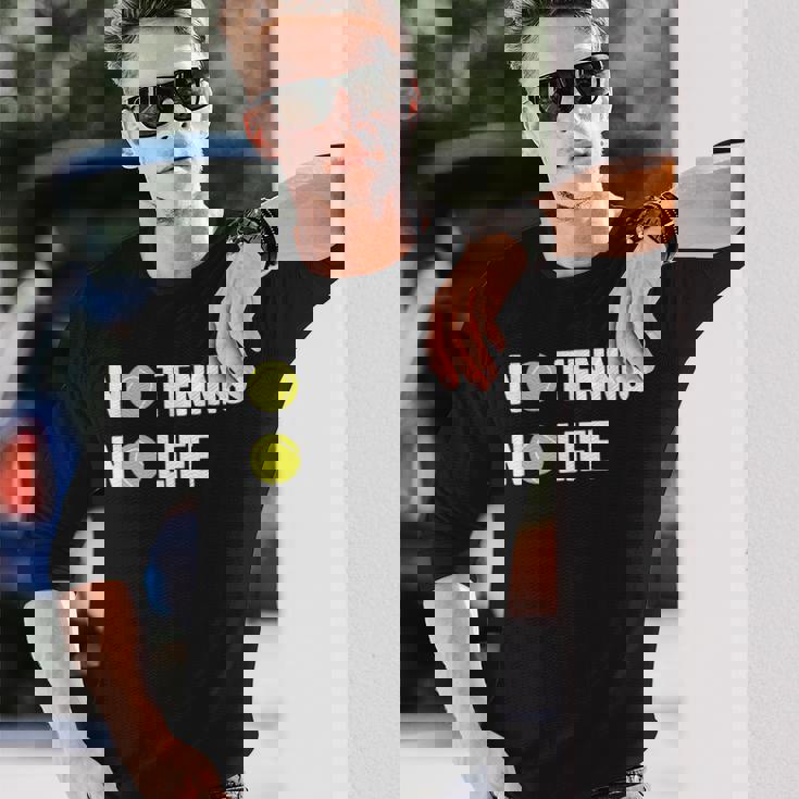 ノーテニスノーライフ テニス好き アウトドア好き ソフトテニス好き クール テニスサークル ソフトテニス 長袖Tシャツ 彼への贈り物