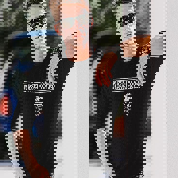 ノーバスケットボールノーライフ バスケットボール バスケ バスケットマン バスケサークル バスケ部 おもしろ バスケ好き 長袖Tシャツ 彼への贈り物