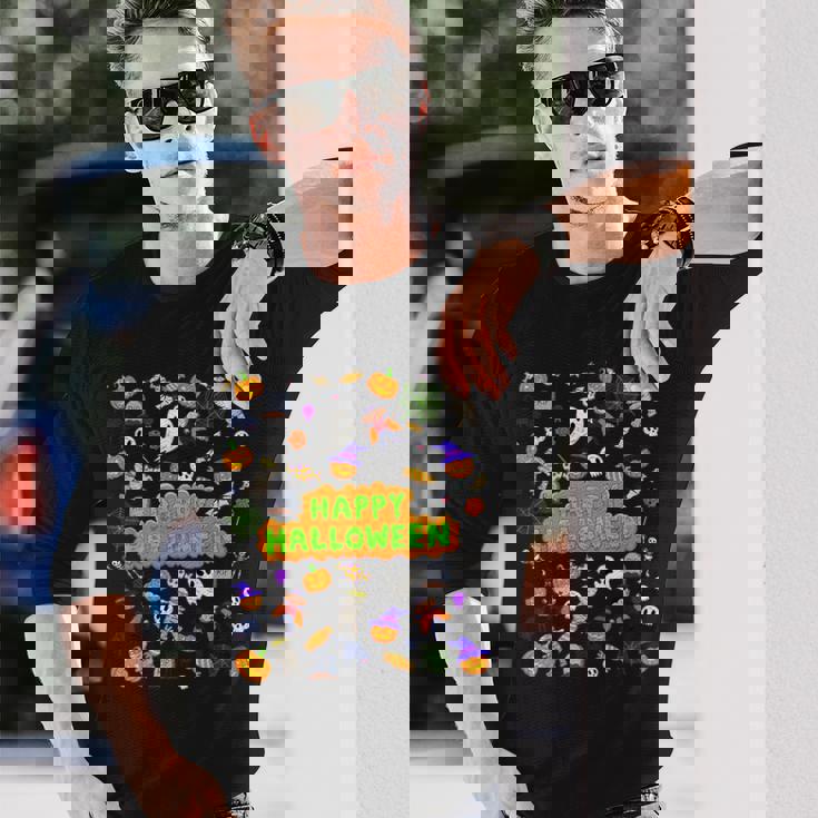 ハッピーハロウィンのレトロな怖いかわいい不気味なギフト 長袖Tシャツ 彼への贈り物