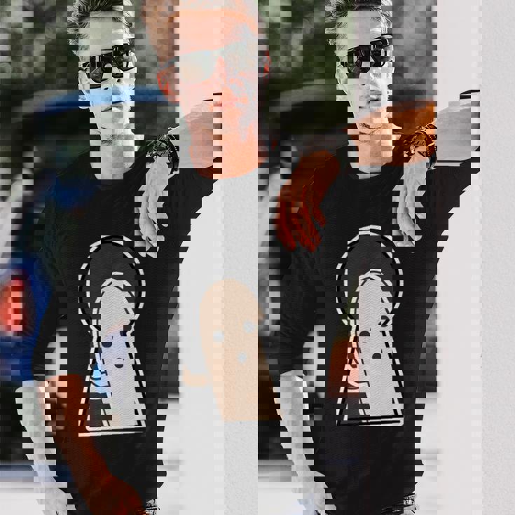 ハニワ くん 埴輪『古墳の 窓から』【ゆるフレンズ】歴史土器 キャラクター かわいい イラスト 面白い 長袖Tシャツ 彼への贈り物