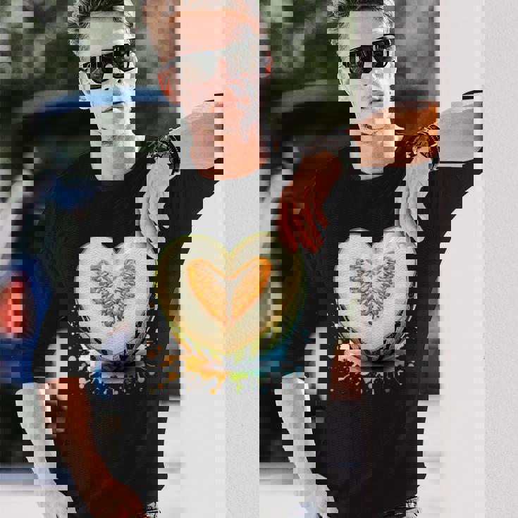 ハニーデューメロン ハート型 サマーフルーツ 長袖Tシャツ 彼への贈り物