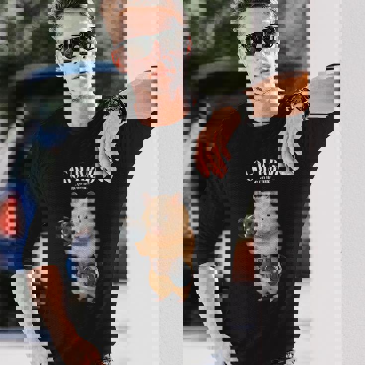 ハムスター 筋トレ ダンベル付き フィットネスジム 長袖Tシャツ 彼への贈り物