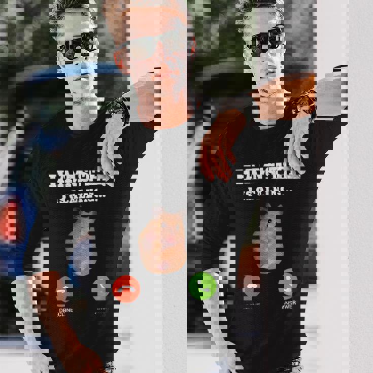 ハムスターミームが呼んでいます 長袖Tシャツ 彼への贈り物