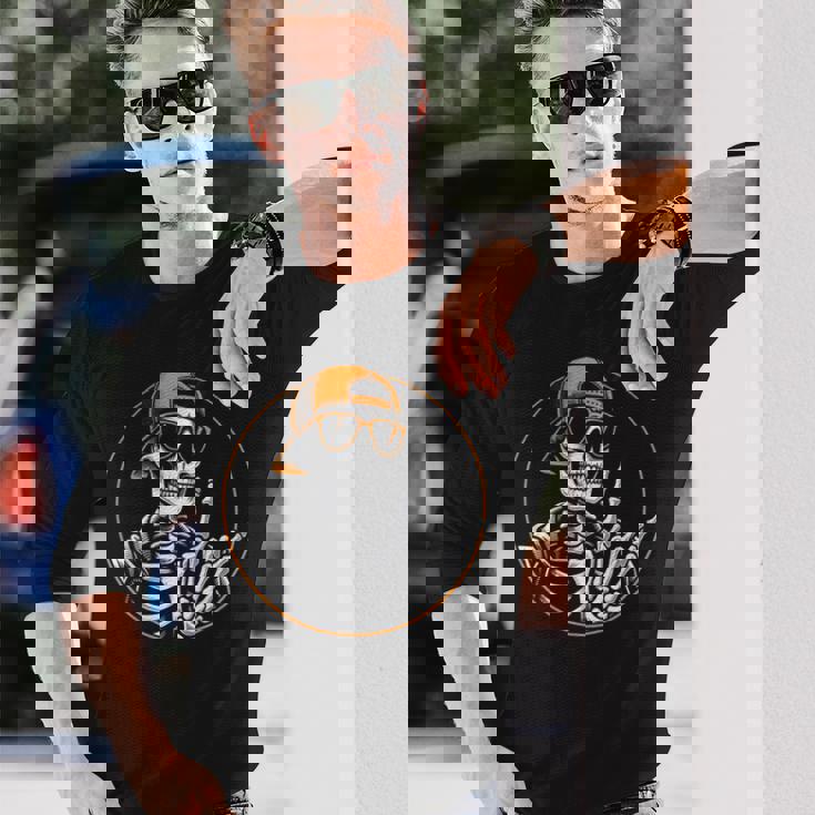 ハロウィン スケルトン ロックハンド ロッカー メンズ ボーイズ ロックミュージック 長袖Tシャツ 彼への贈り物