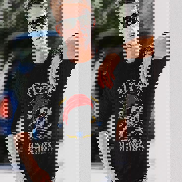 ハロウィン 怖い海賊 スカル・クロスボーン 海賊おじいちゃん 長袖Tシャツ 彼への贈り物