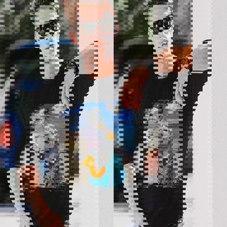 ハワイのトロピカルポッサム、アロハオポッサム。 長袖Tシャツ 彼への贈り物