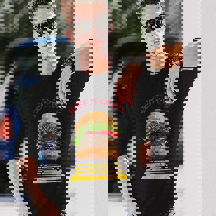 ハンバーガー 横断歩道 長袖Tシャツ 彼への贈り物