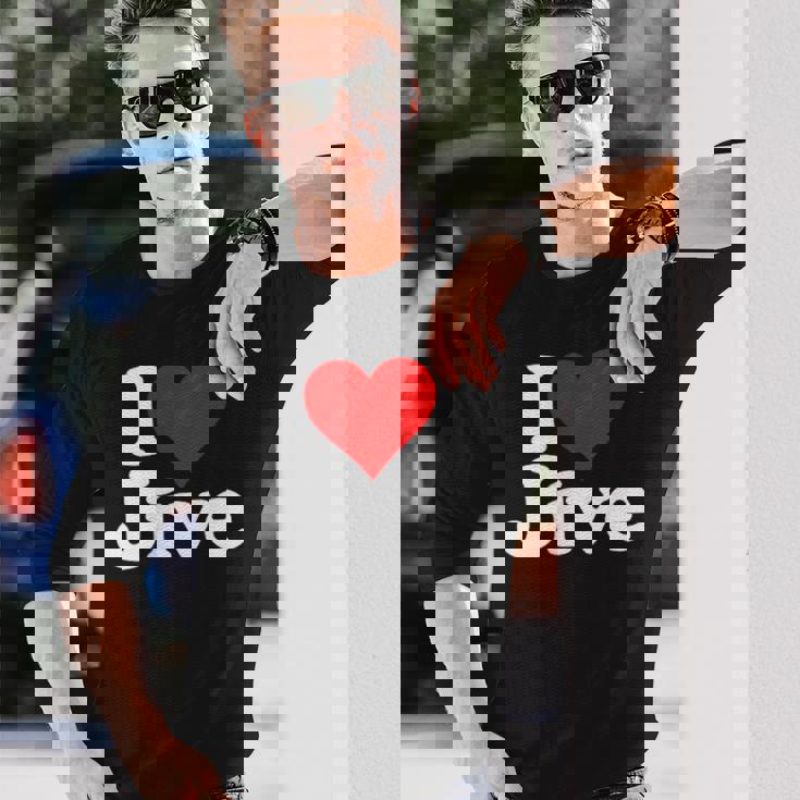 ハートジャイブジャズダンスミュージックが大好き 長袖Tシャツ 彼への贈り物