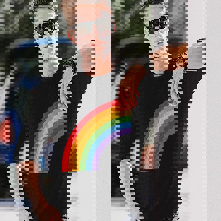 ハーフレインボー Roygbiv カラフルラッキーレインボー 長袖Tシャツ 彼への贈り物