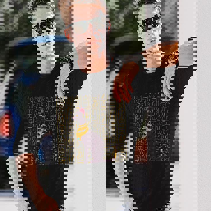 バステト エジプト 猫のヒエログリフ 長袖Tシャツ 彼への贈り物