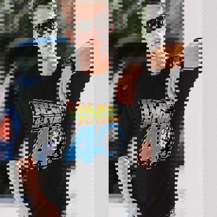 バック・トゥ・ザ・フューチャー 40周年記念ステッカー コラージュ F&B 長袖Tシャツ 彼への贈り物