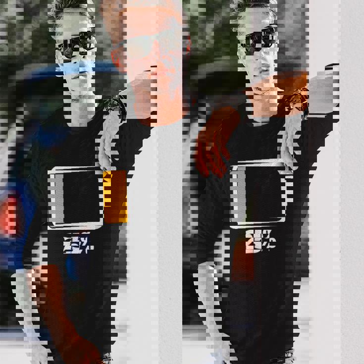 バッテリー25 残り25 バッテリーtシャツバッテリー低 長袖Tシャツ 彼への贈り物