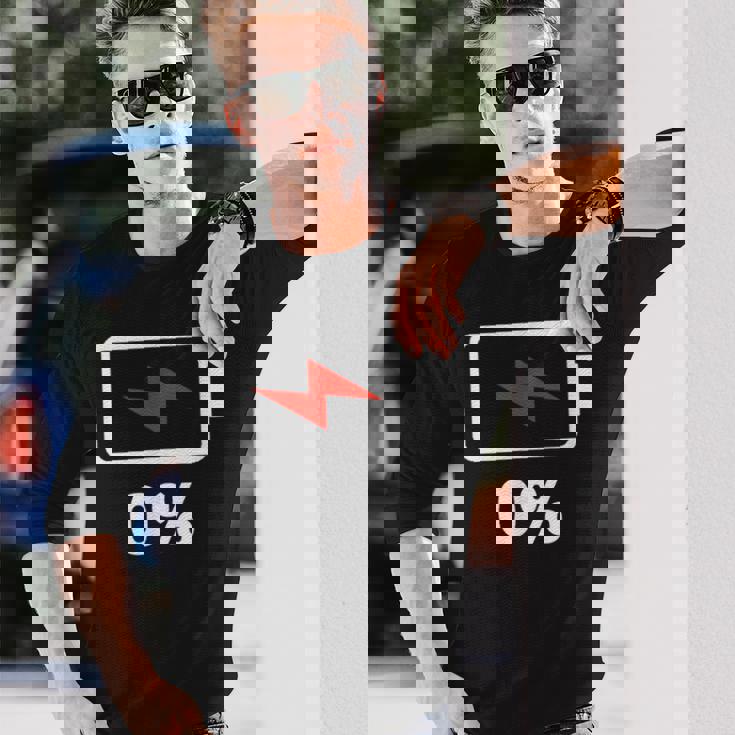 バッテリー充電0 シャツバッテリーデッドシャツバッテリー低 長袖Tシャツ 彼への贈り物