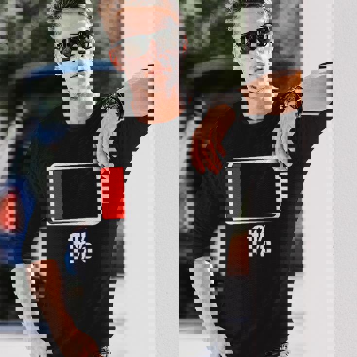 バッテリー残り1バッテリーデッドtシャツバッテリー低下 長袖Tシャツ 彼への贈り物