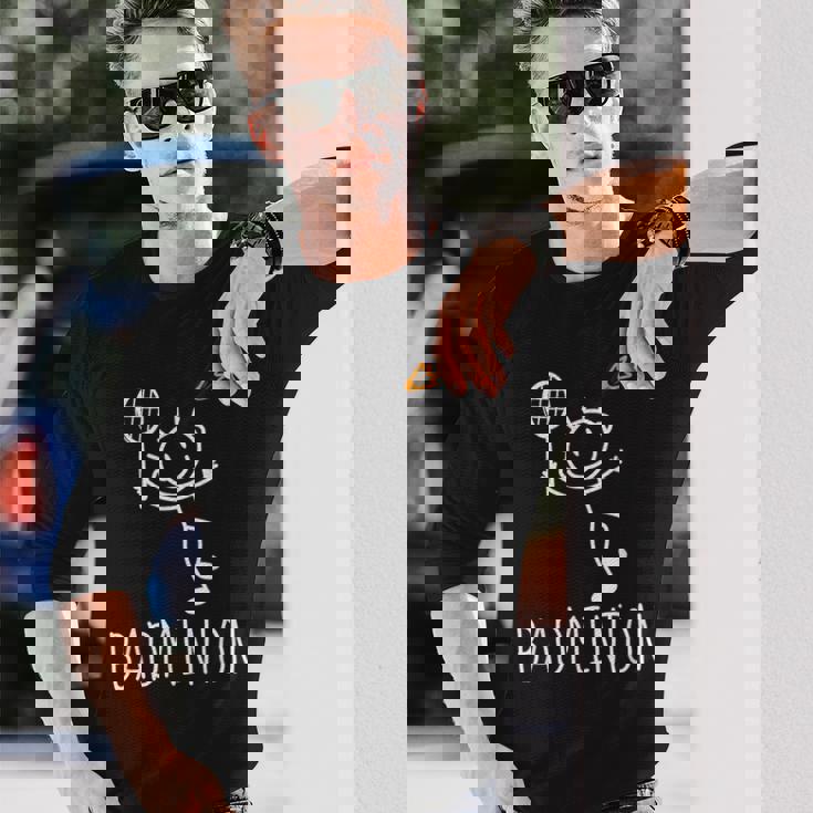 バドミントンプレーヤー バドミントンラケット シャトルコック バーディースポーツ 長袖Tシャツ 彼への贈り物