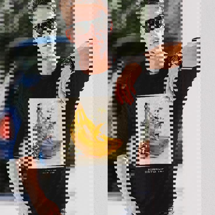 バナナの波はよく滑る 長袖Tシャツ 彼への贈り物