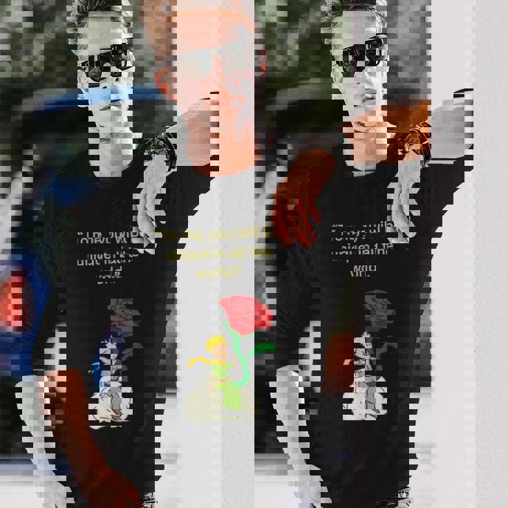 バラの言葉が入った星の王子様 長袖Tシャツ 彼への贈り物