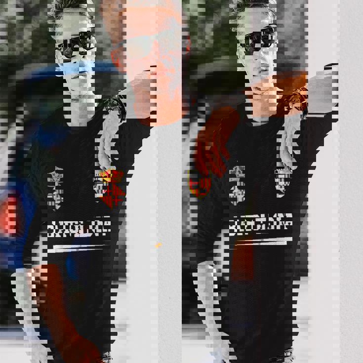 バルセロナ サッカースポーツ フラッグ フットボール 長袖Tシャツ 彼への贈り物