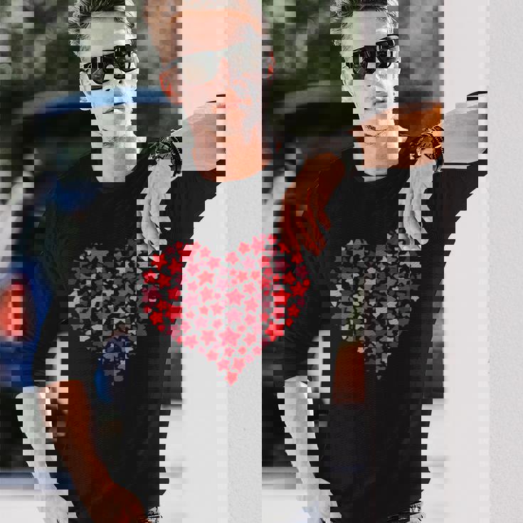 バレンタインデーのプレゼント かわいいラブハート スター カップルalentine's Day Cute Love 長袖Tシャツ 彼への贈り物