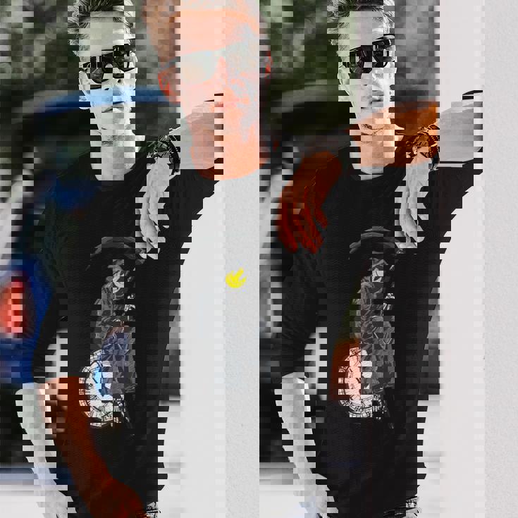 バンクシーの死神時計 長袖Tシャツ 彼への贈り物