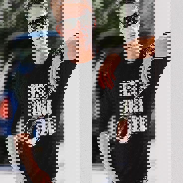 バンジョーパパ バンジョーインストラクター カントリーミュージック 父の日 長袖Tシャツ 彼への贈り物