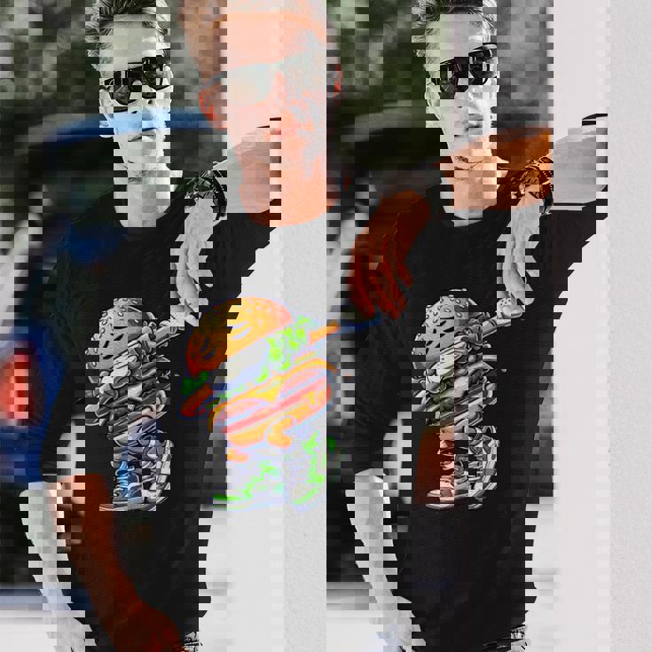 バーガー ダビング チーズ バーガー デイダンス 面白い ハンバーガー 長袖Tシャツ 彼への贈り物