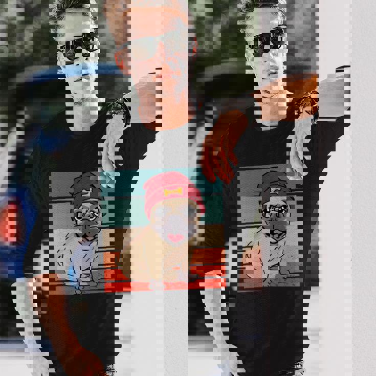 パグ ビーニー 赤骨かわいい遊び心のある幸せなスタイリッシュな動物ペット 長袖tシャツ 長袖Tシャツ 彼への贈り物