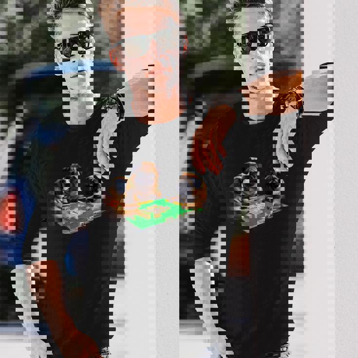 パグ 犬 麻雀 面白いtシャツ 文字入り メンズ おもしろ 面白い 服 おもしろグッズ ネタ 雀士 長袖Tシャツ 彼への贈り物