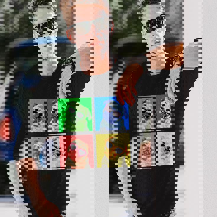 パグ 面白いtシャツ 犬 かわいい メンズ 子供 おもしろ 服 雑貨 グッズ ネタ わんこ イヌ 黒パグ 長袖Tシャツ 彼への贈り物