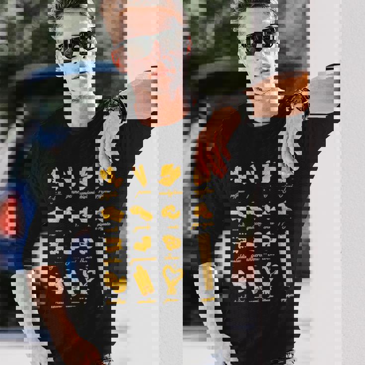 パスタタイプの麺スパゲッティ、ペンネ、トルテリーニ、ファルファッレ 長袖Tシャツ 彼への贈り物