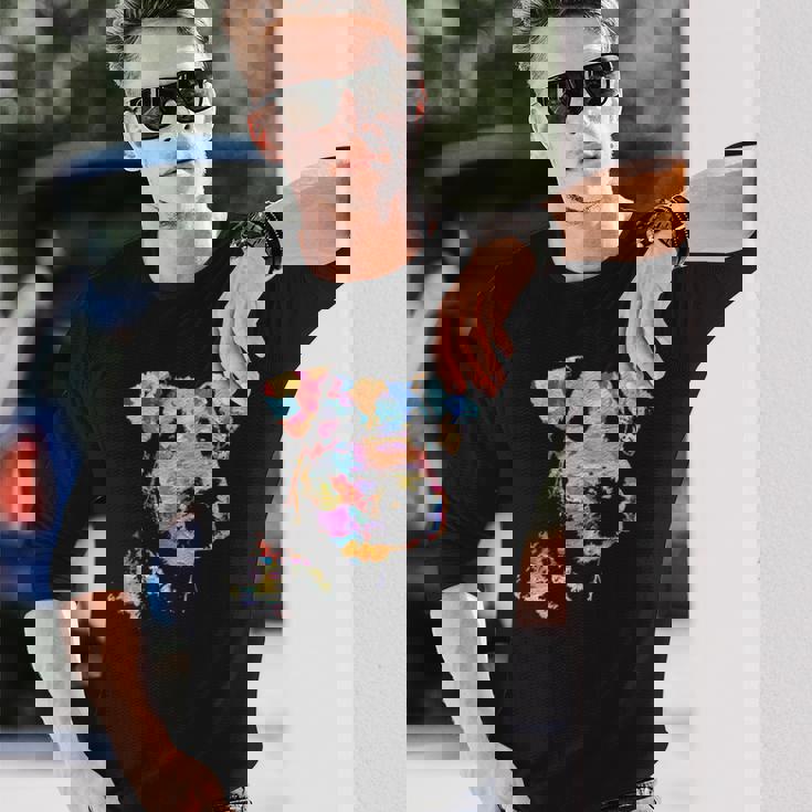 パステルペイント エアデールテリアポートレート 長袖Tシャツ 彼への贈り物