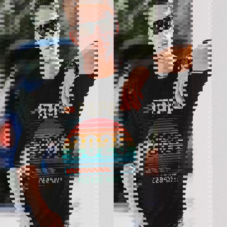 パパ 2025 出産報告 妊娠報告 父親になる人 長袖Tシャツ 彼への贈り物