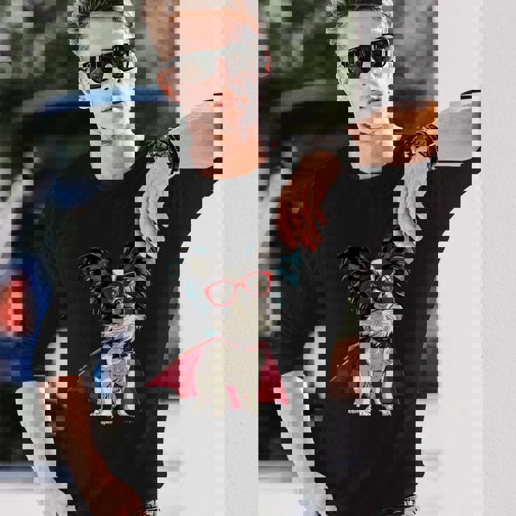 パピヨンドッグ-パピヨン 長袖Tシャツ 彼への贈り物