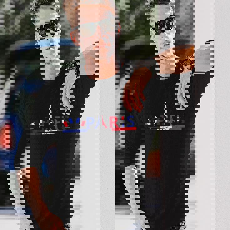 パリ エッフェル塔 お土産 イベント フランス 国旗 I Love Paris 長袖Tシャツ 彼への贈り物