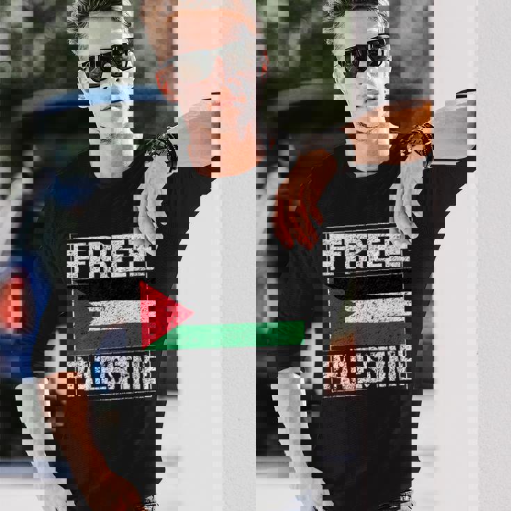 パレスチナの国旗 パレスチナが好きです 長袖Tシャツ 彼への贈り物