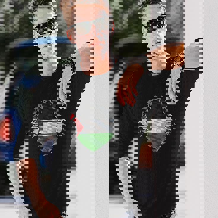 パレスチナシャツ パレスチナ国旗 アラビアのルーツ 遺産 Dna 長袖Tシャツ 彼への贈り物