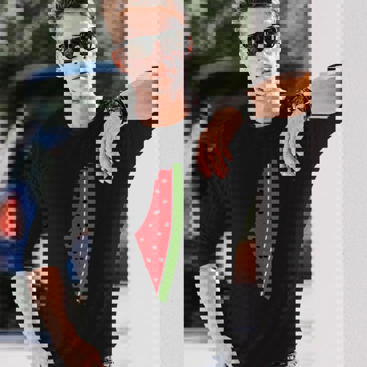 パレスチナ平和 パレスチナのスイカ 長袖Tシャツ 彼への贈り物