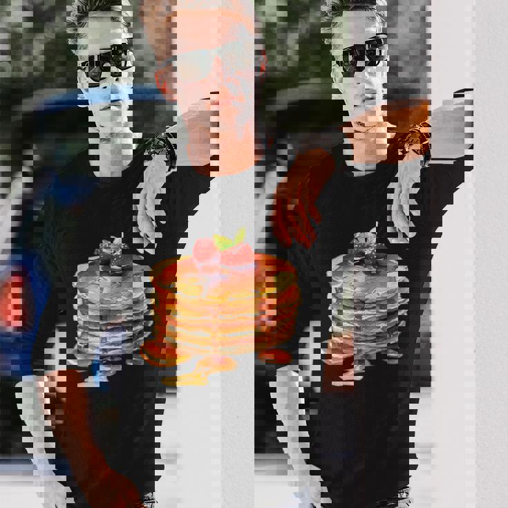 パンケーキシロップ 水彩食品 朝食 ストロベリースイーツ 長袖Tシャツ 彼への贈り物