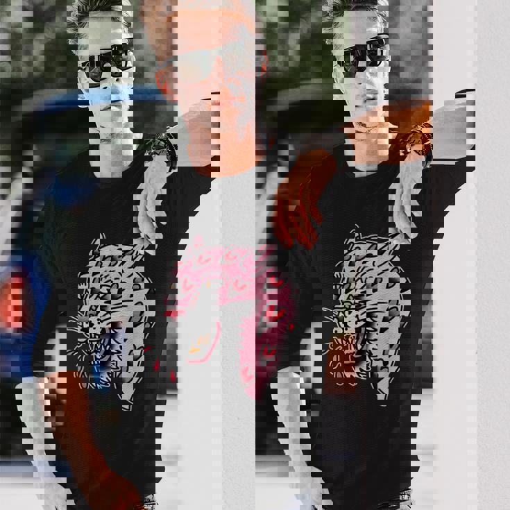 パンサーピンク×ハートラブトラディショナルフラッシュ 長袖Tシャツ 彼への贈り物