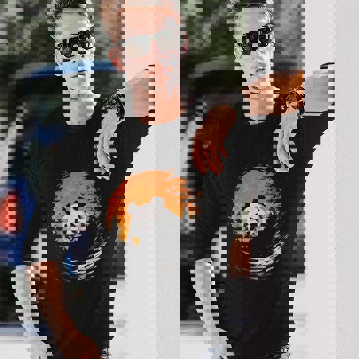 パンダ 森 ポートレート 動物好き 自然 グラフィック パンダ 長袖Tシャツ 彼への贈り物