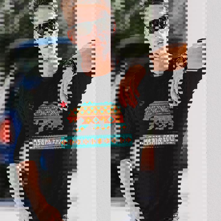 ヒッピー カリフォルニア リパブリック ネイティブ アメリカン パターン シャツ 長袖Tシャツ 彼への贈り物