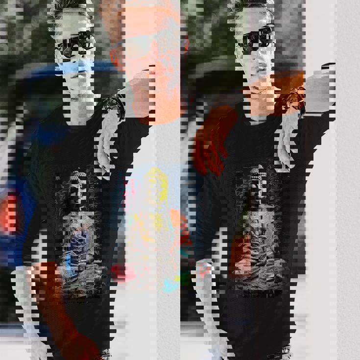 ヒップホップ Y2k Hip Hop ヴィンテージ レトロ ヒップスター エッジー ストリートウェア 仏陀 長袖Tシャツ 彼への贈り物